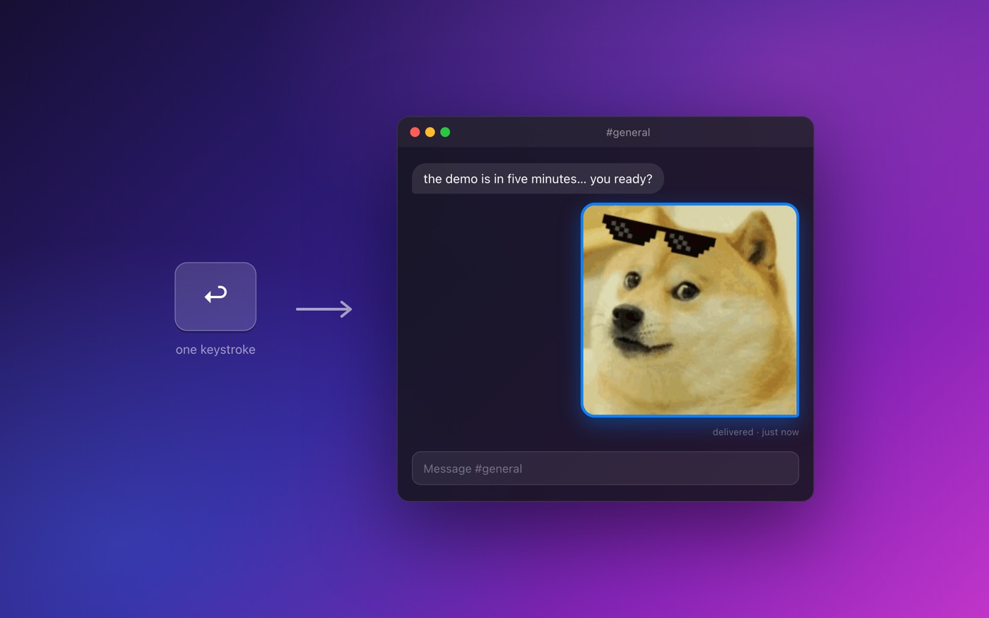 Press Enter and the GIF lands in your chat